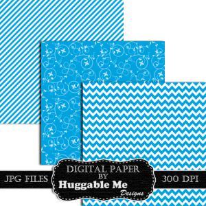 Blue Scrapbook Paper - Instant Download Blue..