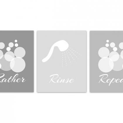 Digital Download Lather Rinse Repeat Shower Art Prints Grey