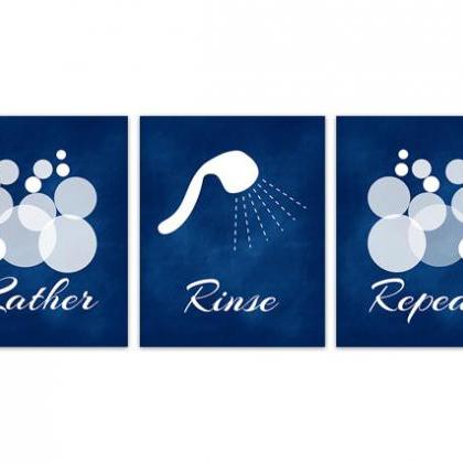 Digital Download Lather Rinse Repeat Shower Art Prints Blue