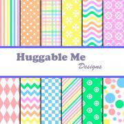 Rainbow Scrapbook Paper - Polka Dots, Chevron, Stripes,Multi-color Papers for Scrapbook, Card Making - HMD00067