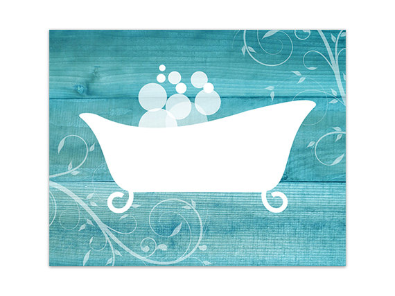 Digital Download Bathroom Wall Art Aqua Bathroom Decor Instant