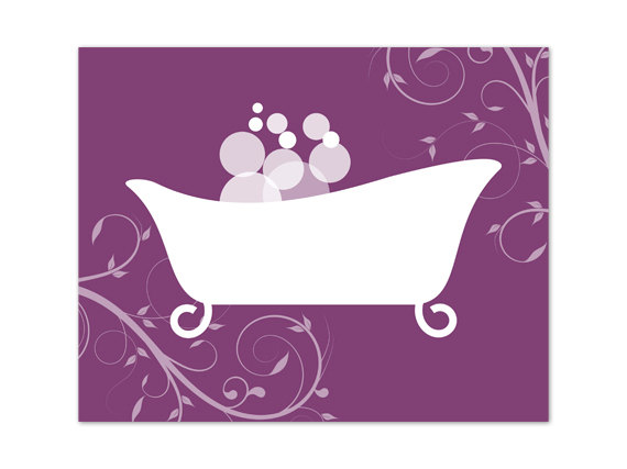 Digital Download Bathroom Wall Art Purple Bathroom Decor