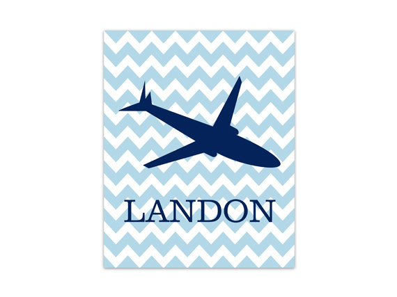 Digital Download - Airplane Nursery Kids Name Art, Personalized Kids Wall Art, Digital Download Wall Art, Boys Room Decor, Plane Nursery Art -