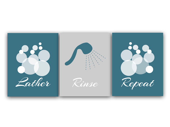 Digital Download Bathroom Wall Art Lather Rinse Repeat Set Of