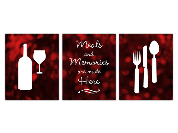 Digital Download Red And Black Kitchen Art Instant Download Fork Spoon Knife Art Wine Art Print On Luulla