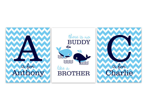 Digital Download Brothers Wall Art Digital Download Boys Monogram Art Blue Chevron Whale Nursery On Luulla