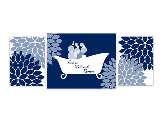 Digital Download Bathroom Wall Art Blue Bathroom Decor Instant