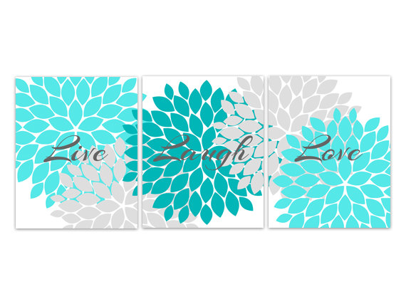 Digital Download Aqua And Grey Bedroom Decor Live Laugh Love