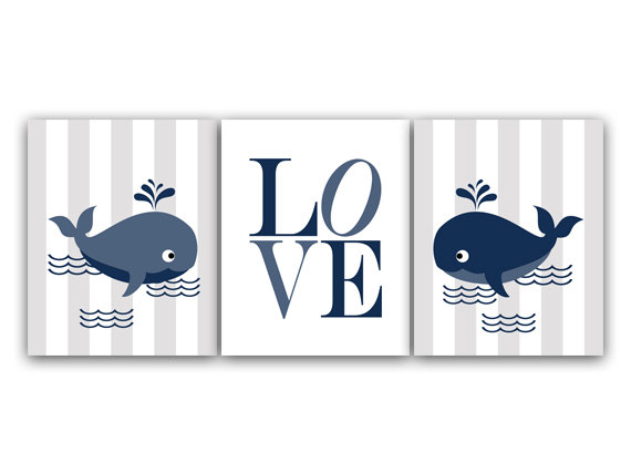 DIGITAL DOWNLOAD - Nursery Wall Art, Instant DOWNLOAD Whale Nursery Decor, Blue Grey Baby Boy Nursery Decor LOVE Nursery Print, Boy Room Decor - KIDS127