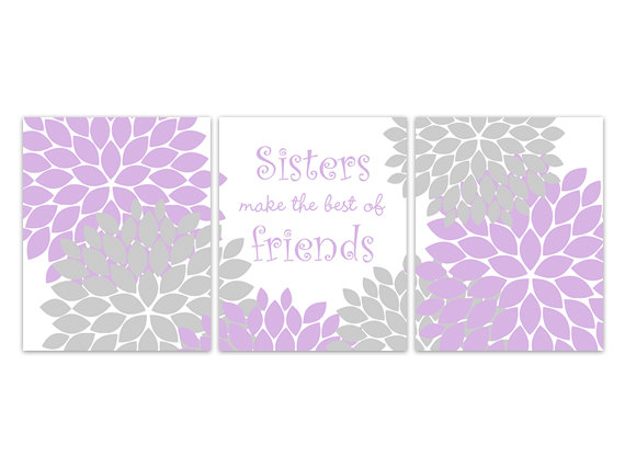 Digital Download - Sisters Wall Art, Sister Quote, Printable Wall Art, Sisters Make The Of Friends, Lavender And Gray Nursery, Instant Download