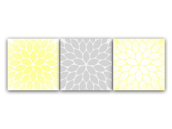 Digital Download Home Decor Wall Art Instant Download Yellow And Grey Flower Burst Art Bathroom On Luulla
