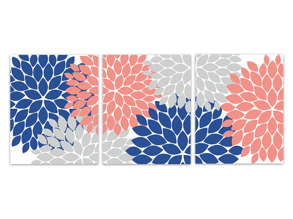 Digital Download Instant Download Blue Coral Grey Flower Burst