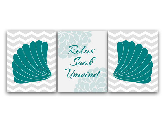 Digital Download Bathroom Wall Art Teal And Gray Bathroom Decor