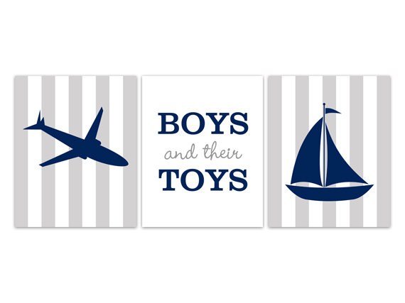 Digital Download - Playroom Wall Art, Airplane Nursery Decor, Instant Download Nursery Quote Art, Boys And Their Toys, Sailboat Art - Kids171