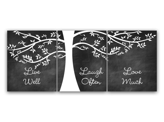 Digital Download - Home Decor Art, Instant Download, Live Well Laugh Often Love Much, Family Tree Wall Decor, Chalkboard Wall Art - Home64