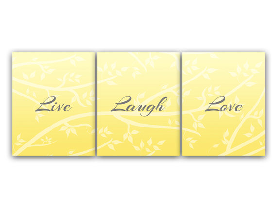 Digital Download - Home Decor Wall Art, Live Laugh Love, Instant Download Yellow Grey Art, Tree Artwork, Printable Wall Art - Home78