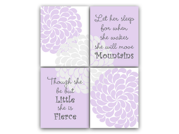 DIGITAL DOWNLOAD - Nursery Wall Art, INSTANT DOWNLOAD, Nursery Quote Print, Let Her Sleep, She Will Move Mountains, She Is Fierce, Nursery Wall Decor - KIDS85