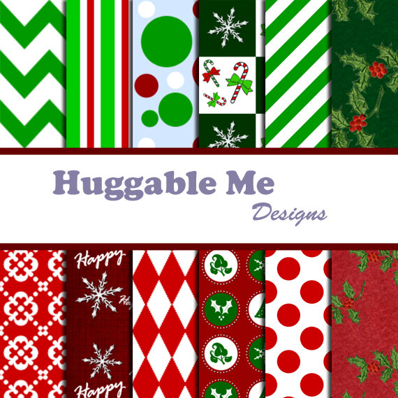 Digital Scrapbook Paper Christmas Holiday Digital Paper For Scrapbook Invitation Cards Gift Wrapping 12x12 - Hmd00017