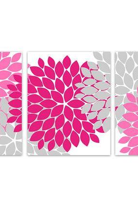 DIGITAL DOWNLOAD - INSTANT DOWNLOAD Flower Burst Art, Pink and Grey Home Decor, Printable Wall Art, Pink Bedroom, Pink Bathroom, Pink Nursery Decor - HOME136
