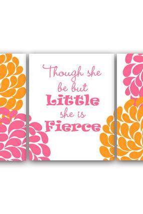 Digital Download - Nursery Art &amp;quot;though She Be But Little&amp;quot;, Instant Download, Printable Wall Art, Hawaiian Nursery, Pink