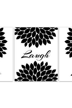 DIGITAL DOWNLOAD - Live Laugh Love Wall Art, INSTANT DOWNLOAD Black and White Bedroom Decor, Quote Art Print, Living Room Art, Modern Home Decor - HOME92