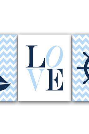 DIGITAL DOWNLOAD - Nursery Wall Art, Instant DOWNLOAD Nautical Nursery Decor, Blue Baby Boy Nursery Decor LOVE Nursery Print, Boy Room Decor - KIDS129