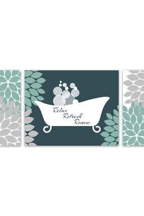 DIGITAL DOWNLOAD - Bathroom Wall Art, Teal Bathroom Decor, INSTANT DOWNLOAD, Flower Burst Bathtub Art, Home Decor, Bathroom Wall Decor - BATH76