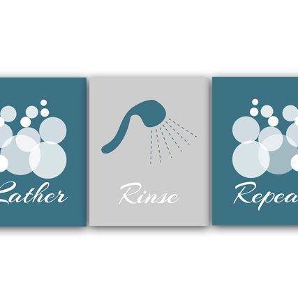 Digital Download Bathroom Wall Art Lather Rinse Repeat Set Of