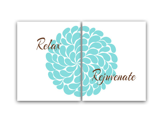 Digital Download Bathroom Wall Art Aqua Bathroom Decor Relax